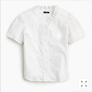 NWT J Crew Ruffle Bib Top with Embroidered Eyelet